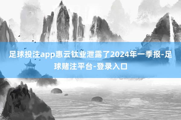 足球投注app惠云钛业泄露了2024年一季报-足球赌注平台-登录入口