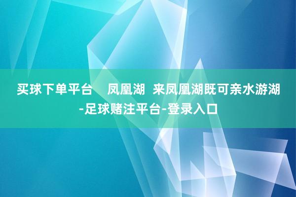 买球下单平台    凤凰湖  来凤凰湖既可亲水游湖-足球赌注平台-登录入口