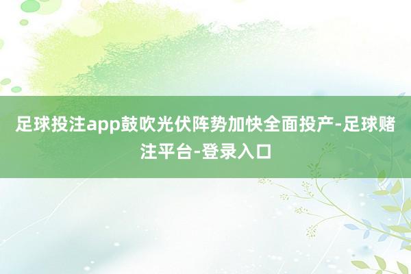 足球投注app鼓吹光伏阵势加快全面投产-足球赌注平台-登录入口