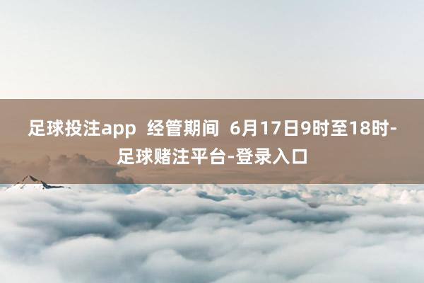 足球投注app  经管期间  6月17日9时至18时-足球赌注平台-登录入口