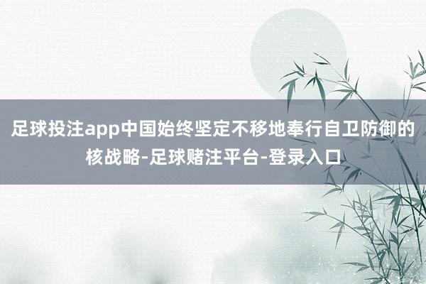 足球投注app中国始终坚定不移地奉行自卫防御的核战略-足球赌注平台-登录入口